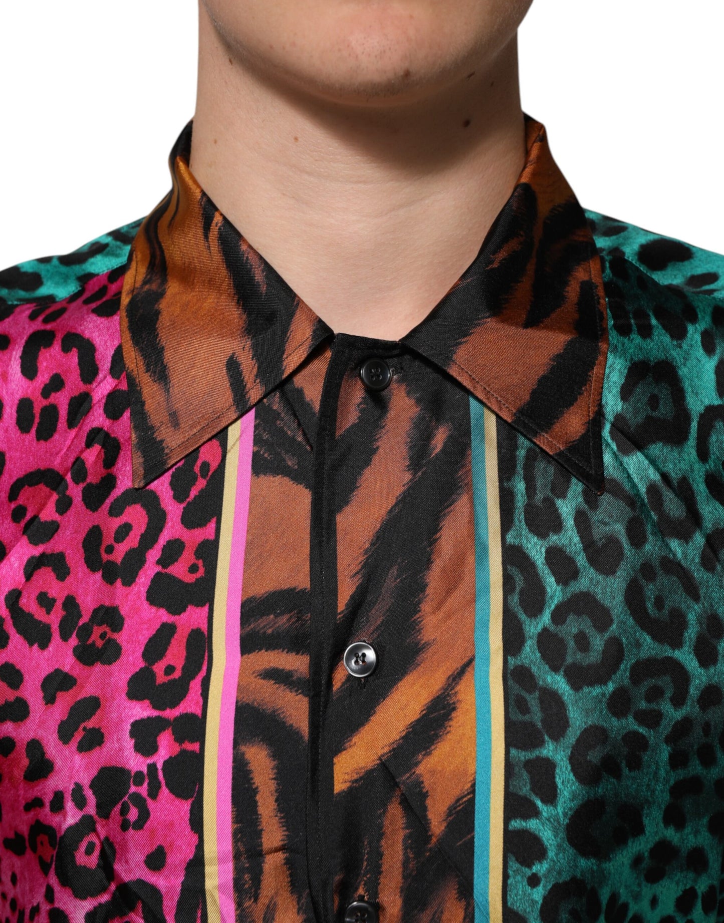 Dolce &amp; Gabbana Hawaiihemd aus mehrfarbiger Seide mit Tigerprint