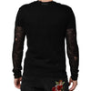 Dolce &amp; Gabbana Schwarzes Leinen-Mesh-Langarmshirt mit Used-Look