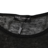 Dolce &amp; Gabbana Schwarzes Leinen-Mesh-Langarmshirt mit Used-Look