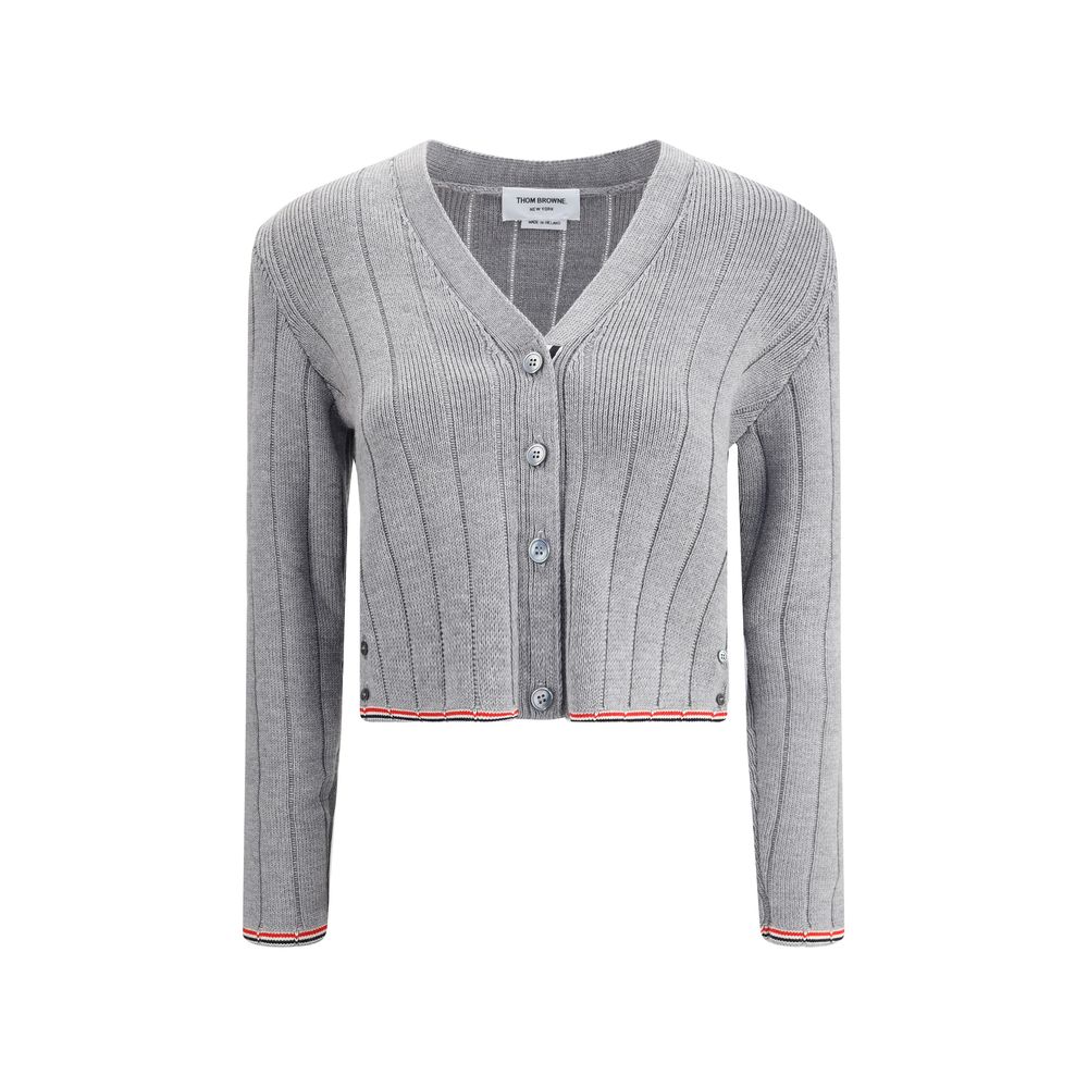 Graue Fleece-Strickjacke von Thom Browne