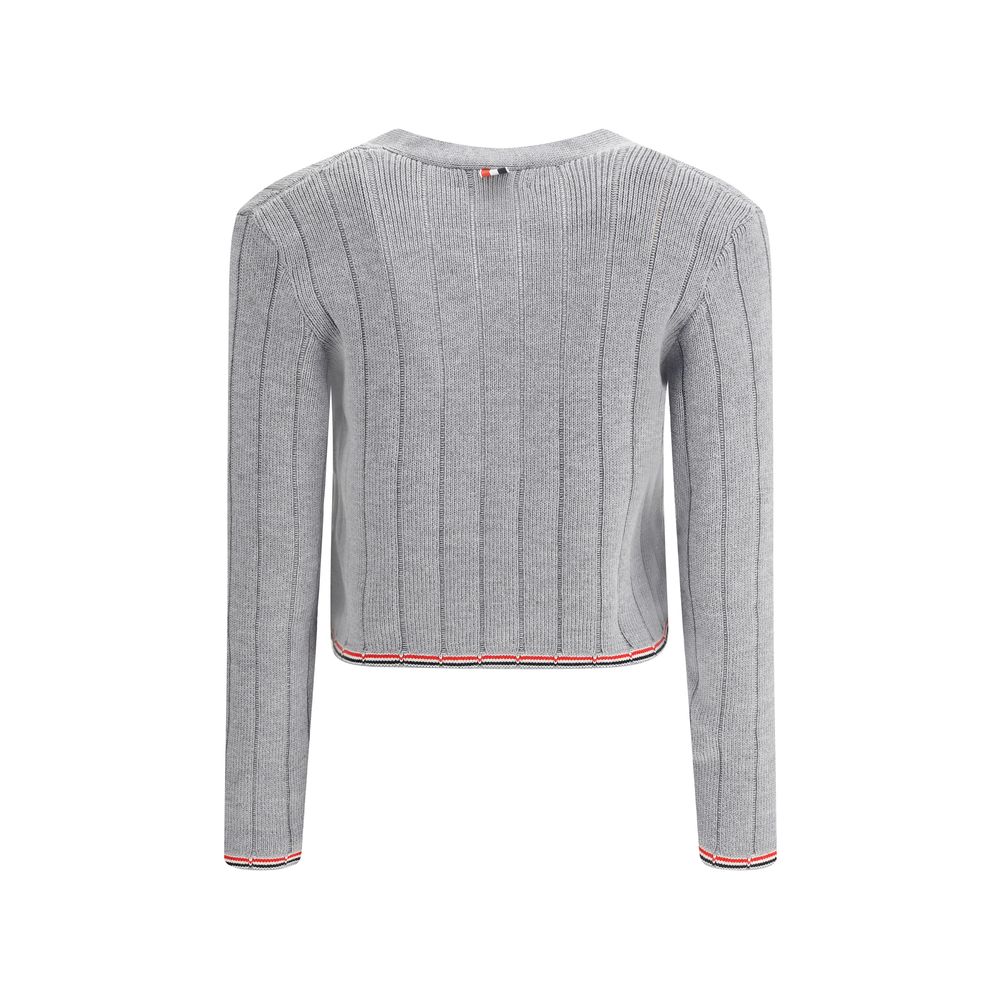 Graue Fleece-Strickjacke von Thom Browne