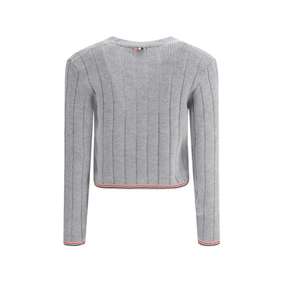 Graue Fleece-Strickjacke von Thom Browne