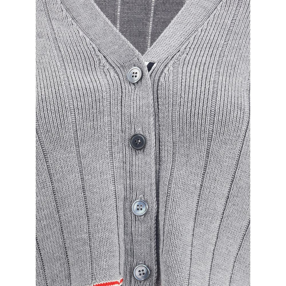 Graue Fleece-Strickjacke von Thom Browne