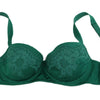 Dolce & Gabbana Green Silk Stretch Floral Lace Bra Underwear