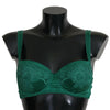 Dolce & Gabbana Green Silk Stretch Floral Lace Bra Underwear