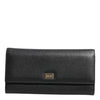 Dolce & Gabbana Black Leather Trifold Logo Plaque Card Holder Wallet