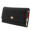 Dolce & Gabbana Black Leather Trifold Logo Plaque Card Holder Wallet