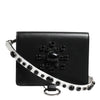 Dolce & Gabbana Black Leather Crystal Embellished Card Holder Wallet