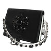 Dolce & Gabbana Black Leather Crystal Embellished Card Holder Wallet