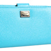 Dolce & Gabbana Light Blue Leather Bifold Continental Clutch Wallet