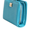 Dolce & Gabbana Light Blue Leather Bifold Continental Clutch Wallet