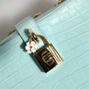 Dolce & Gabbana Mint Green Embossed Leather Padlock Shoulder Bag