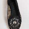 Dolce & Gabbana Black Taormina Lace Crystals Flats Shoes