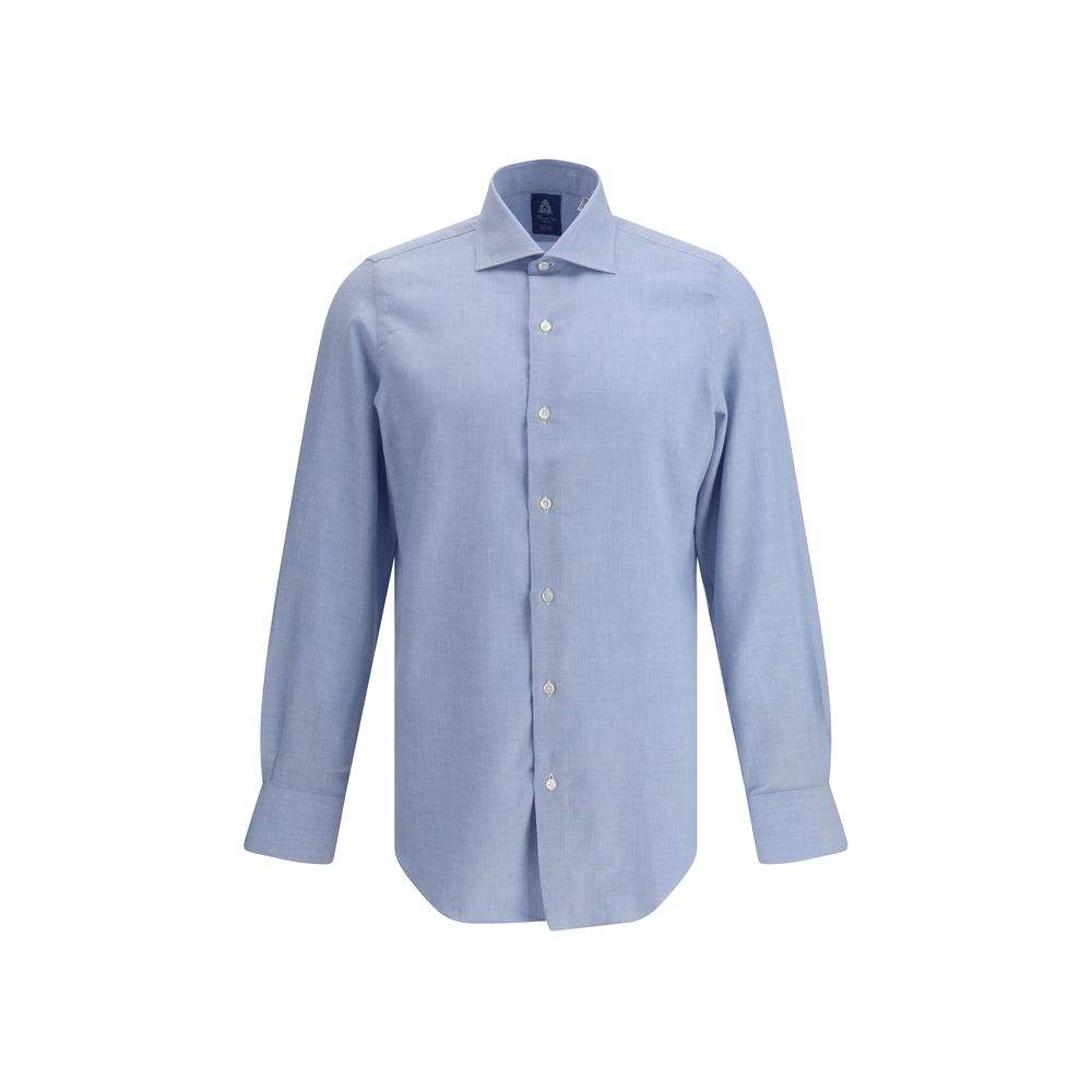 Finamore Light Blue Cotton Dress Shirt