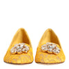Dolce & Gabbana Yellow Taormina Lace Crystals Flats Shoes