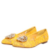 Dolce & Gabbana Yellow Taormina Lace Crystals Flats Shoes