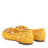 Dolce & Gabbana Yellow Taormina Lace Crystals Flats Shoes