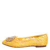 Dolce & Gabbana Yellow Taormina Lace Crystals Flats Shoes
