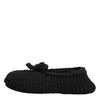 Dolce & Gabbana Black Wool Knit Slip On Ballerina Flats Shoes