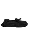 Dolce & Gabbana Black Wool Knit Slip On Ballerina Flats Shoes