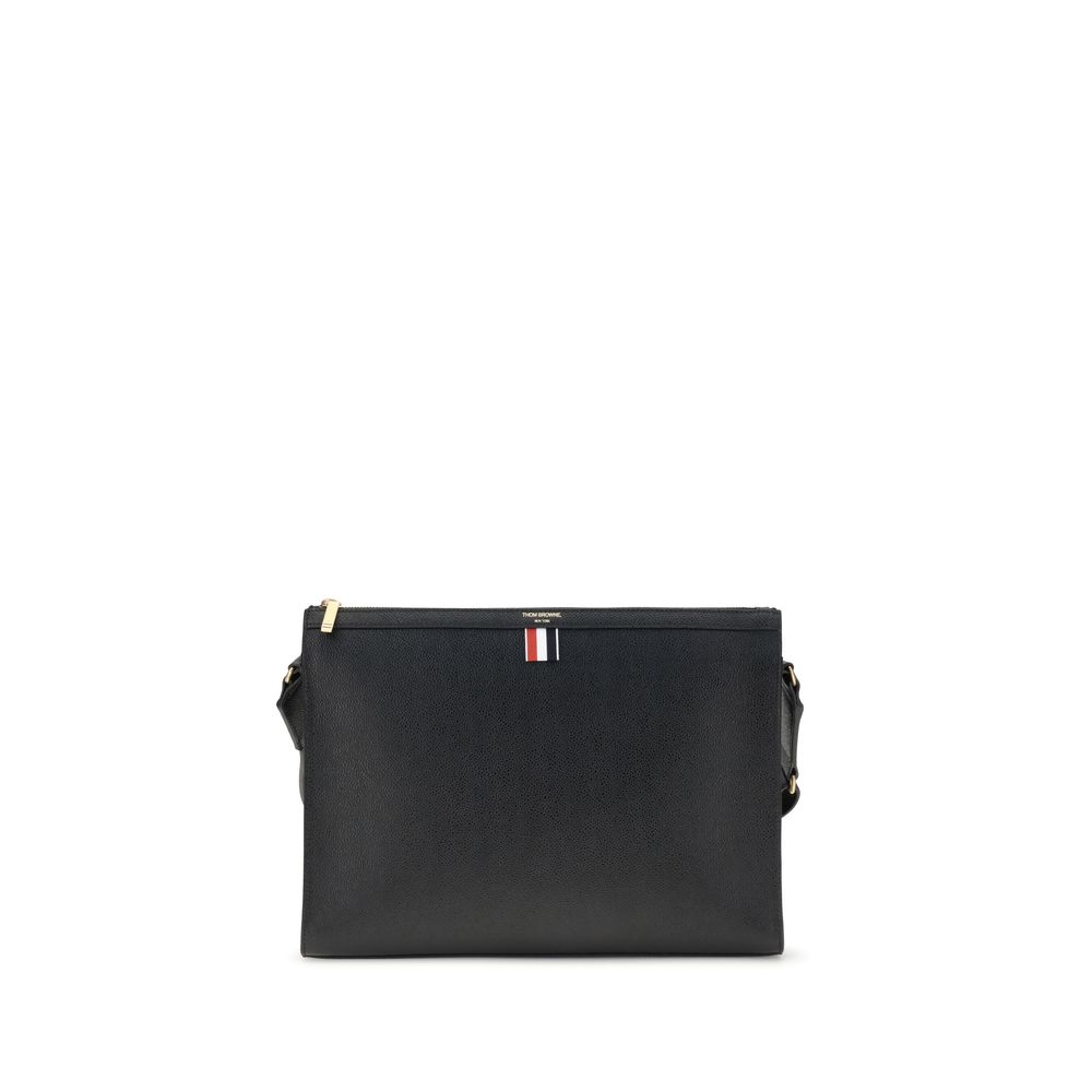 Thom Browne Clutch-Tasche aus schwarzem Kalbsleder, Modell Bos Taurus