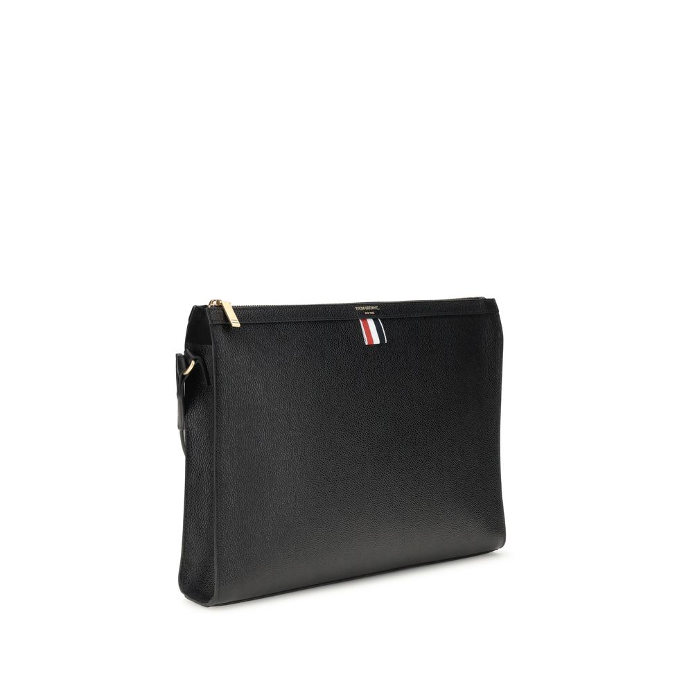 Thom Browne Clutch-Tasche aus schwarzem Kalbsleder, Modell Bos Taurus