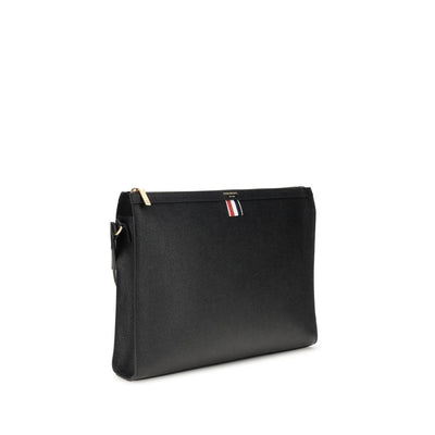 Thom Browne Clutch-Tasche aus schwarzem Kalbsleder, Modell Bos Taurus
