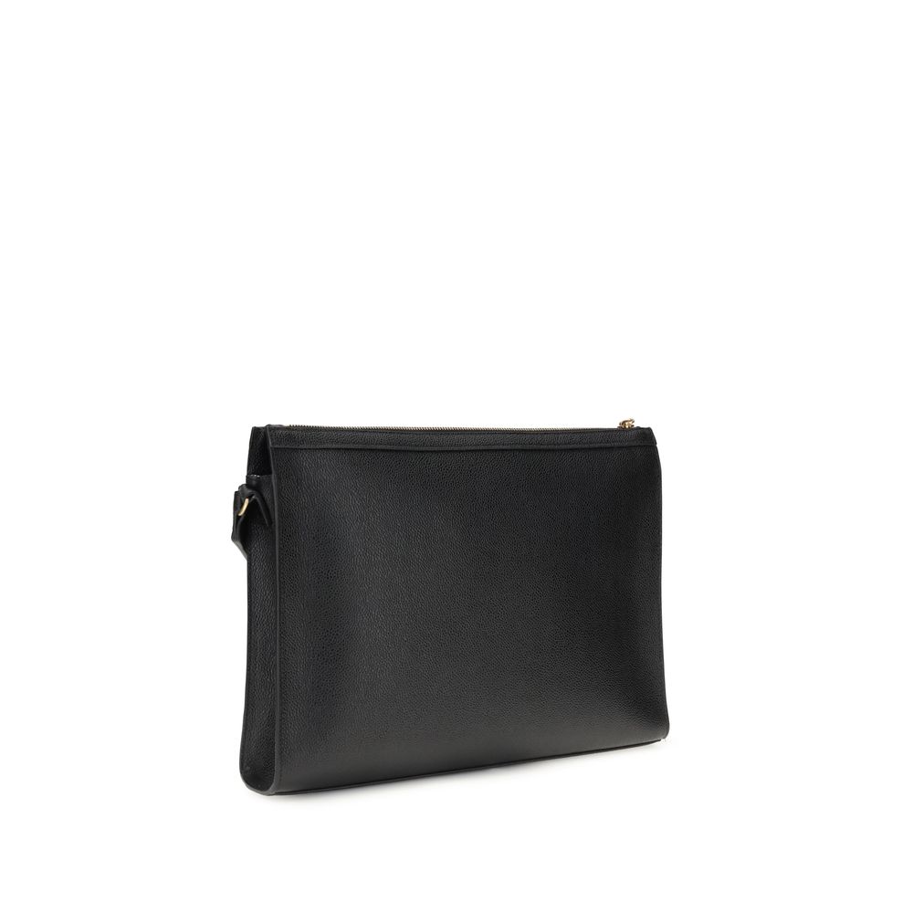 Thom Browne Clutch-Tasche aus schwarzem Kalbsleder, Modell Bos Taurus