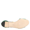Dolce & Gabbana Green Mink Fur Satin Banana Leaf Sandals Shoes