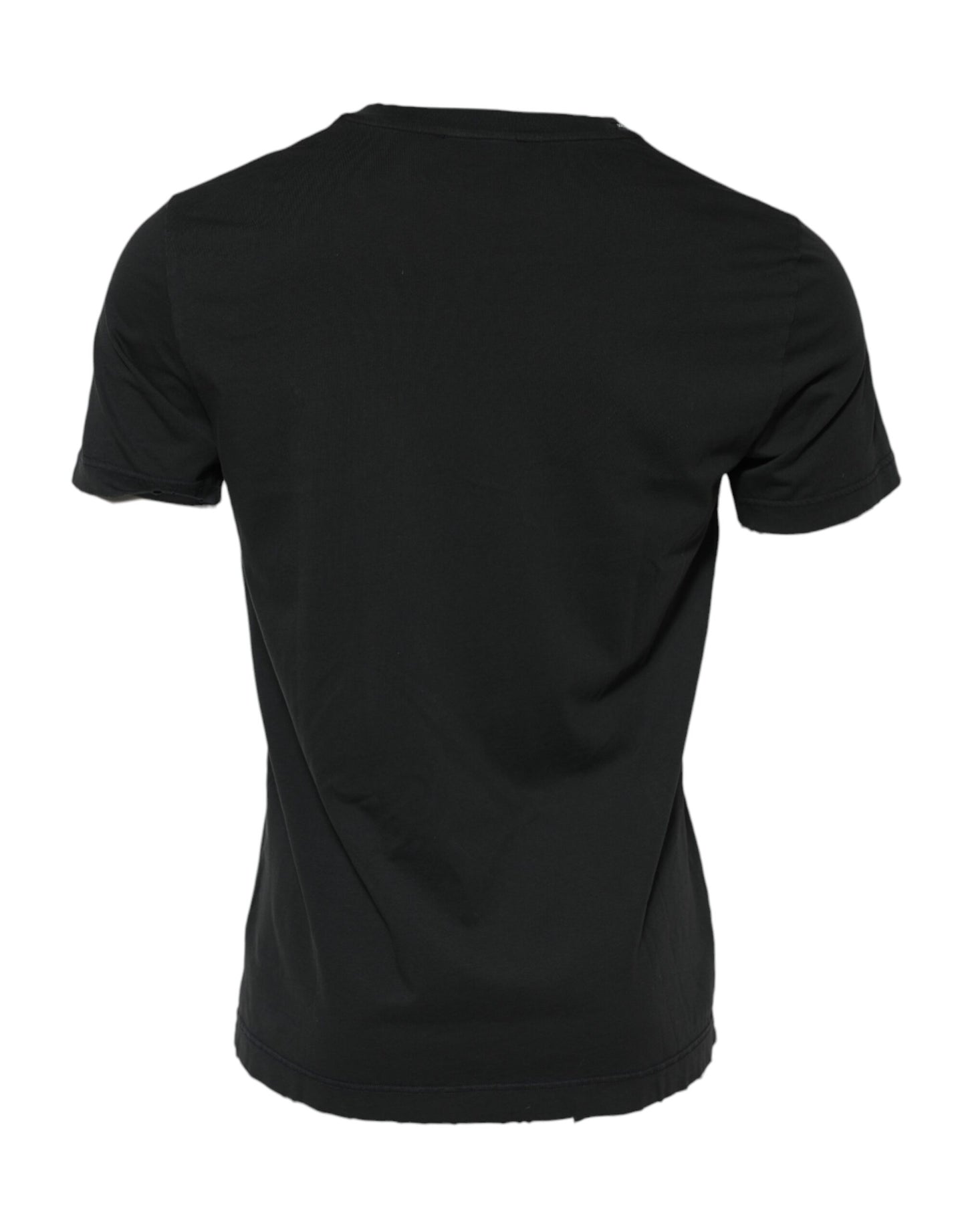 Dolce &amp; Gabbana Schwarzes DG Crew Devotion Baumwoll-T-Shirt mit Rundhalsausschnitt
