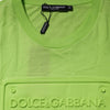 Dolce &amp; Gabbana Grünes Baumwoll-T-Shirt mit geprägtem Logo und Rundhalsausschnitt