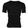 Dolce & Gabbana Black Cotton Knit Crew Neck Henley T-shirt