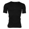 Dolce & Gabbana Black Cotton Knit Crew Neck Henley T-shirt