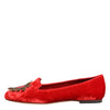 Dolce & Gabbana Red Velvet DG Heart Loafers Flats Shoes