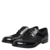 Dolce & Gabbana Black Leather Floral Lace Dress Formal Shoes