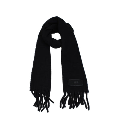 Ami Paris Black Leather Scarf