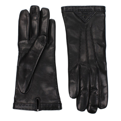 Prada Black Leather Gloves