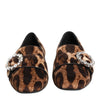 Dolce & Gabbana Brown Leopard Print Crystals Loafers Flats Shoes