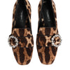 Dolce & Gabbana Brown Leopard Print Crystals Loafers Flats Shoes