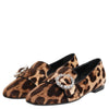 Dolce & Gabbana Brown Leopard Print Crystals Loafers Flats Shoes