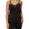Dolce & Gabbana Dark Brown Lace Trim Wool Sleeveless Tank Top