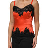 Dolce & Gabbana Red Black Lace Trim Silk Sleeveless Tank Top