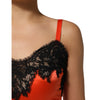 Dolce & Gabbana Red Black Lace Trim Silk Sleeveless Tank Top