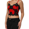Dolce & Gabbana Red Black Lace Trim Polyester Sleeveless Tank Top