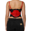 Dolce & Gabbana Red Black Lace Trim Polyester Sleeveless Tank Top