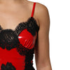 Dolce & Gabbana Red Black Lace Trim Polyester Sleeveless Tank Top