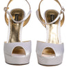 Dolce & Gabbana White Satin Platform Heels Sandals Shoes