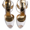 Dolce & Gabbana White Satin Platform Heels Sandals Shoes