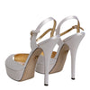 Dolce & Gabbana White Satin Platform Heels Sandals Shoes