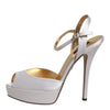 Dolce & Gabbana White Satin Platform Heels Sandals Shoes